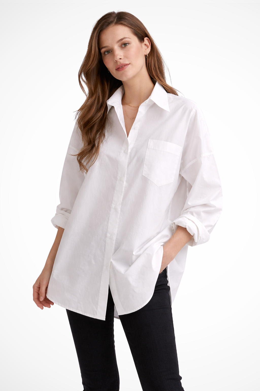 Oversized Long Sleeve Button Down Blouse for Women - Casual Cotton Shirt for Everyday Wear