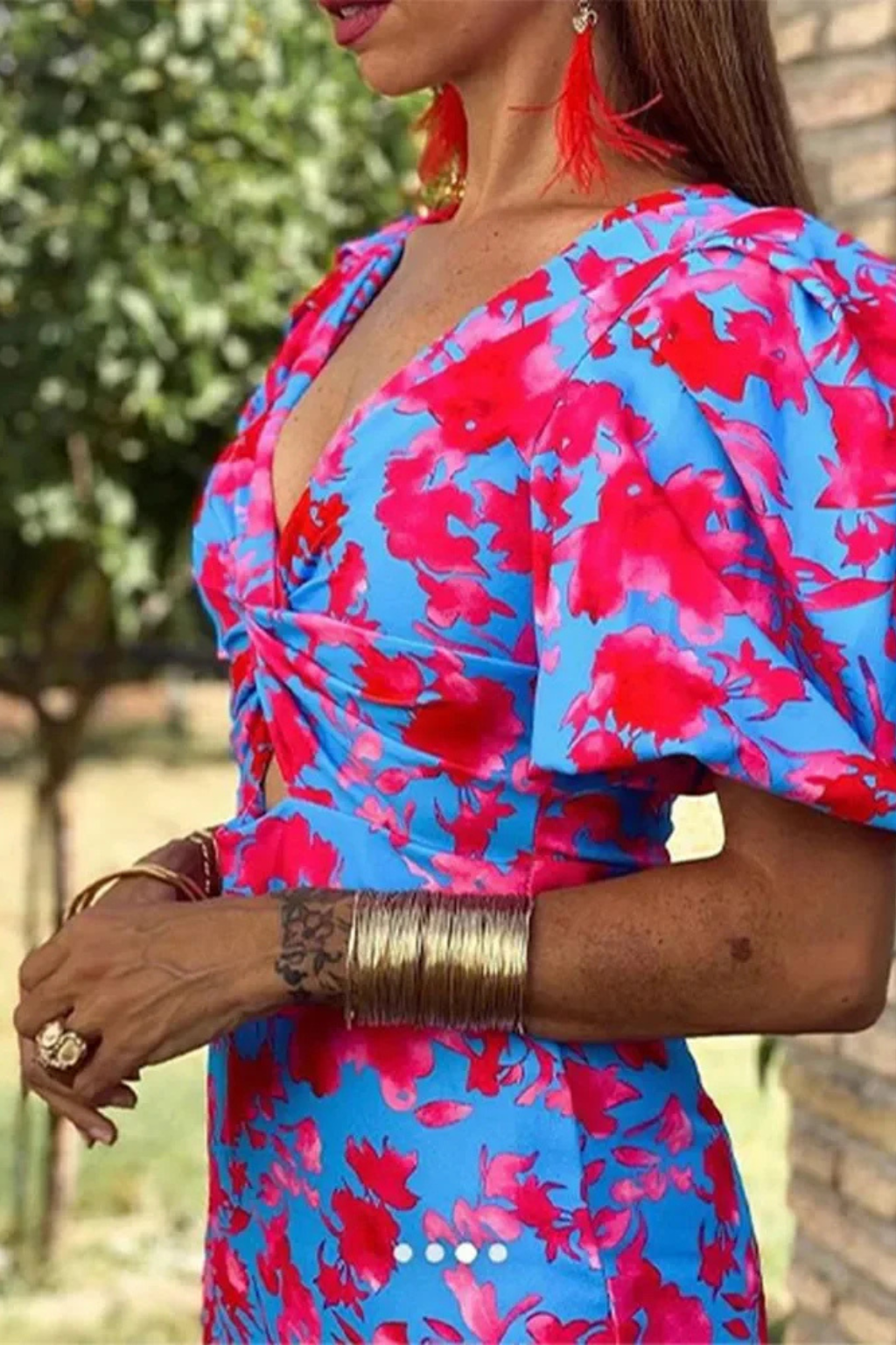 Printed Puff Sleeve Midi Dress | Summer Occasion Wear for Women | Elegant and Comfortable Design