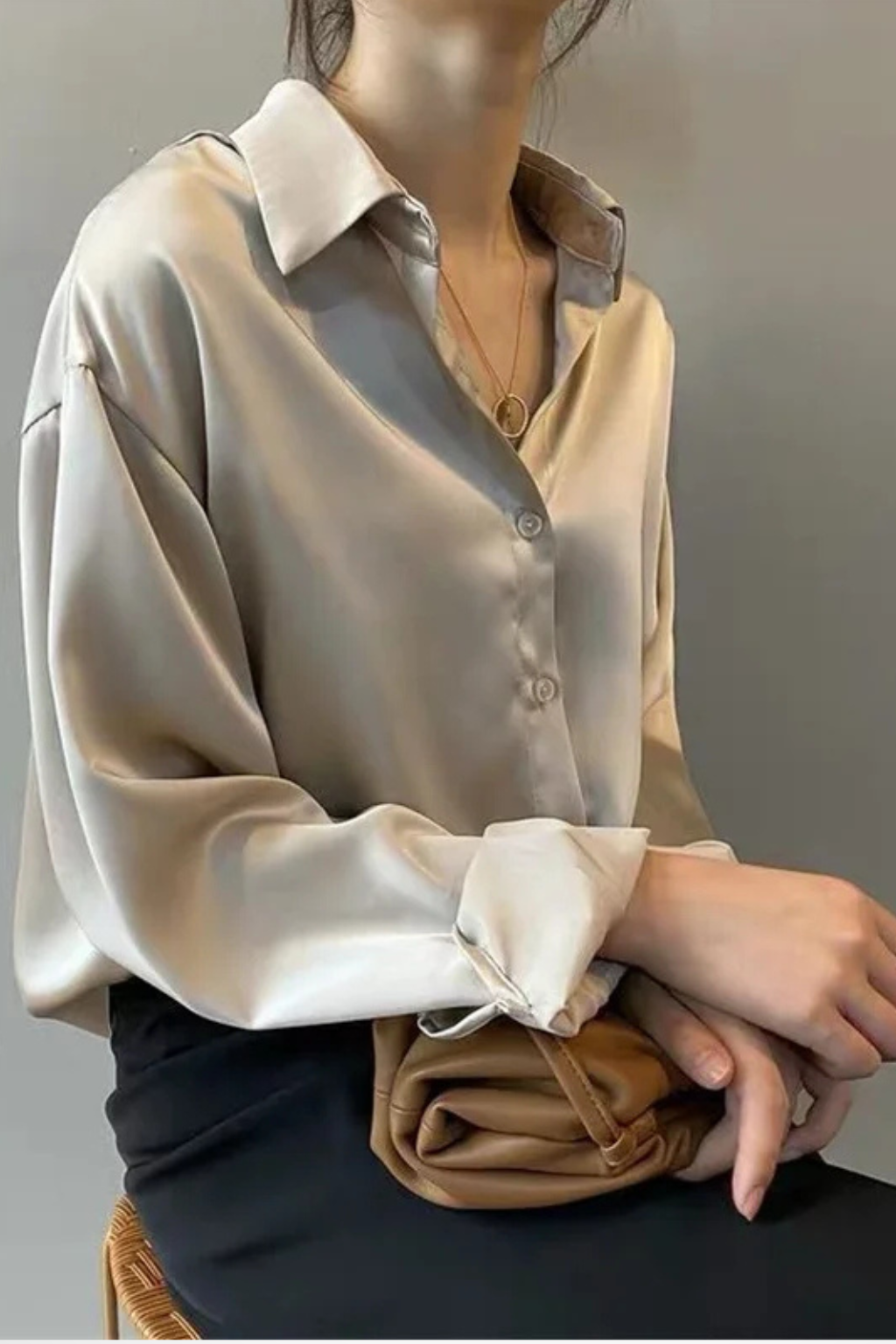 Relaxed Fit Long Sleeve Button Down Blouse for Women - Lightweight Cotton, Casual Wear, Versatile Style