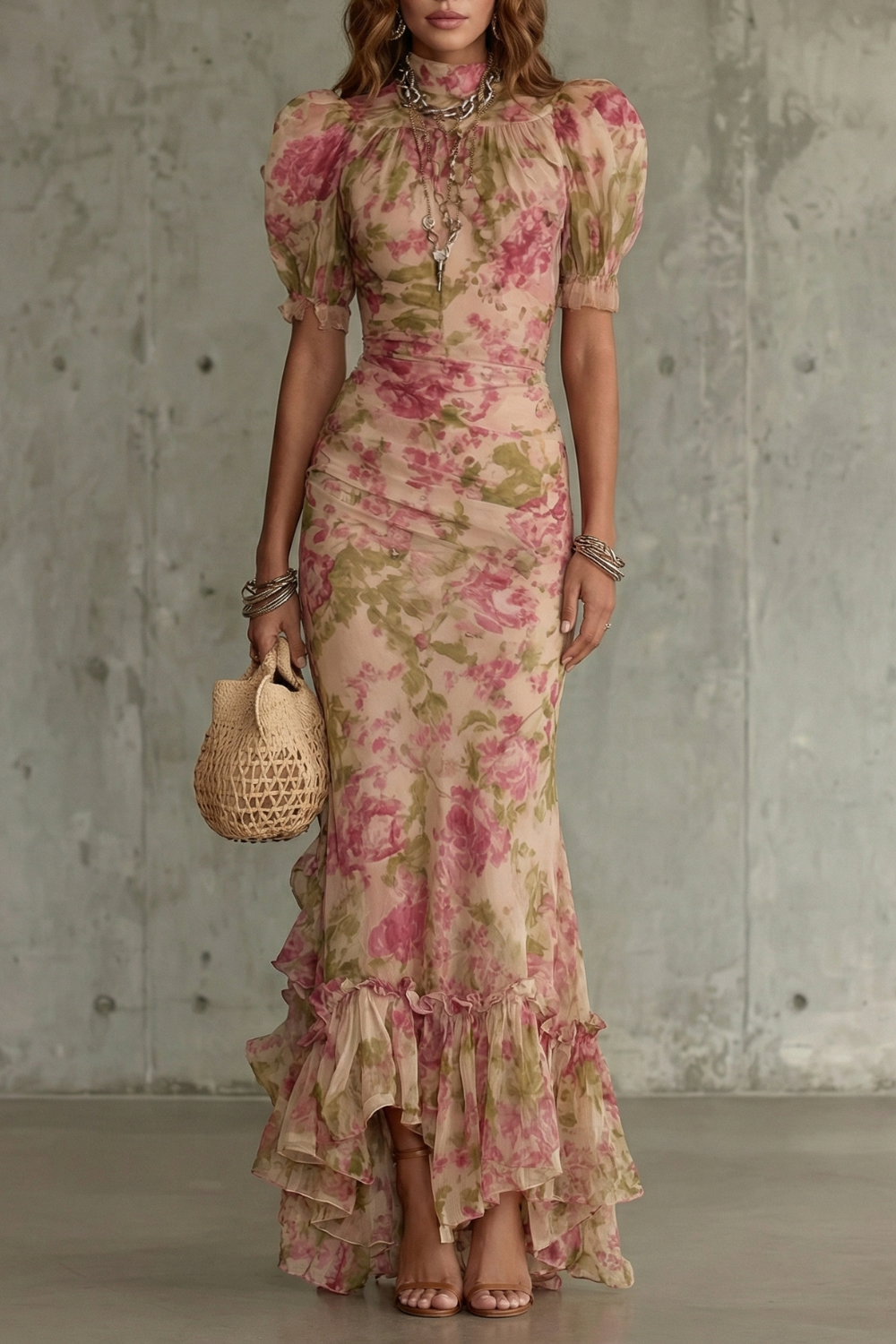 Floral Maxi Dress with Romantic Silhouette for Special Occasions