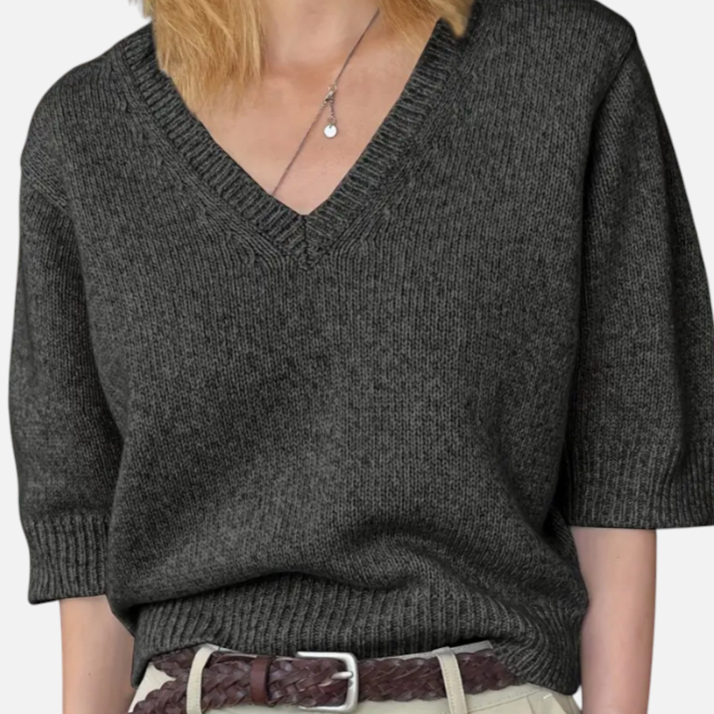 Women's V-Neck Knit Top | Elegant Summer Style | Lightweight Fabric