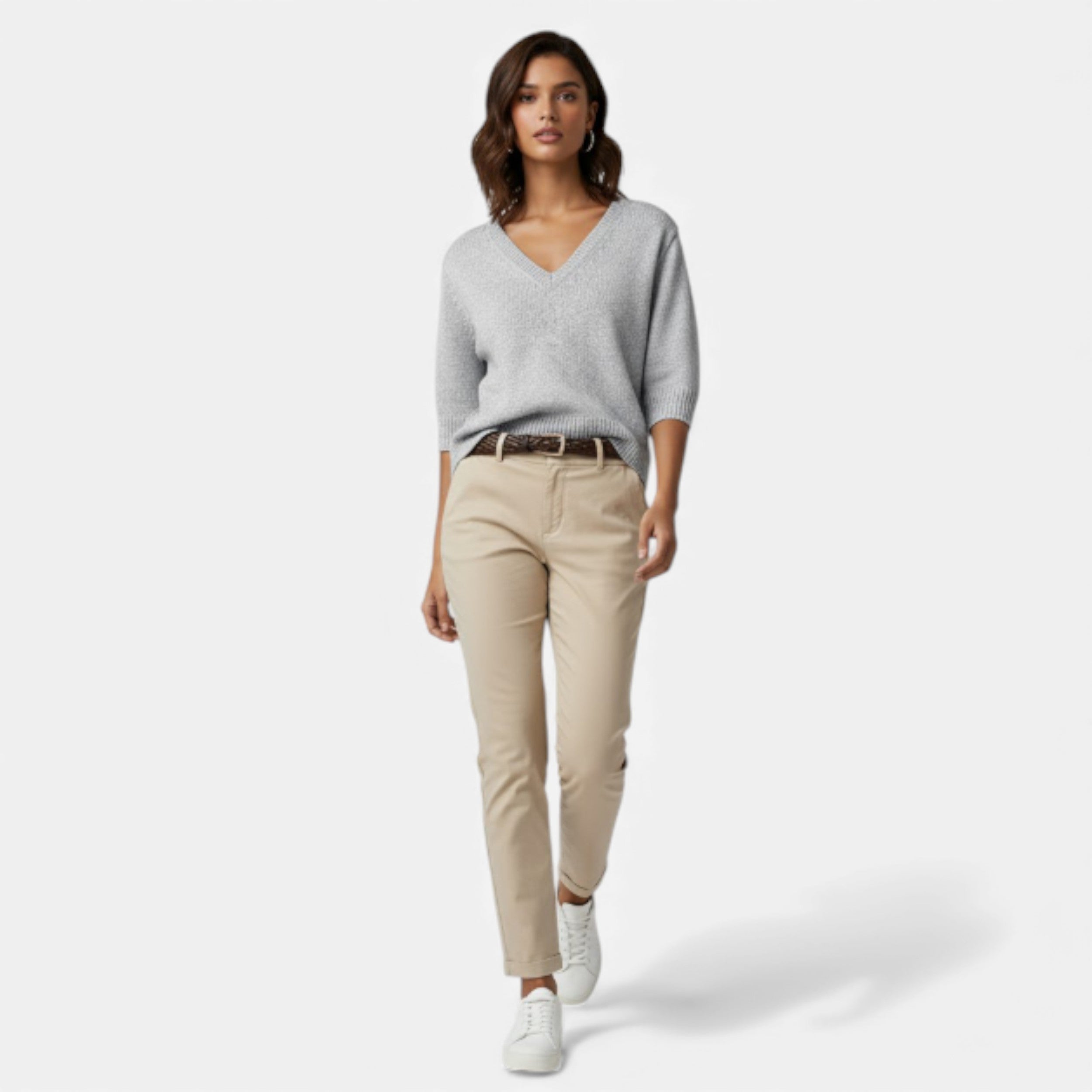 Women's V-Neck Knit Top | Elegant Summer Style | Lightweight Fabric