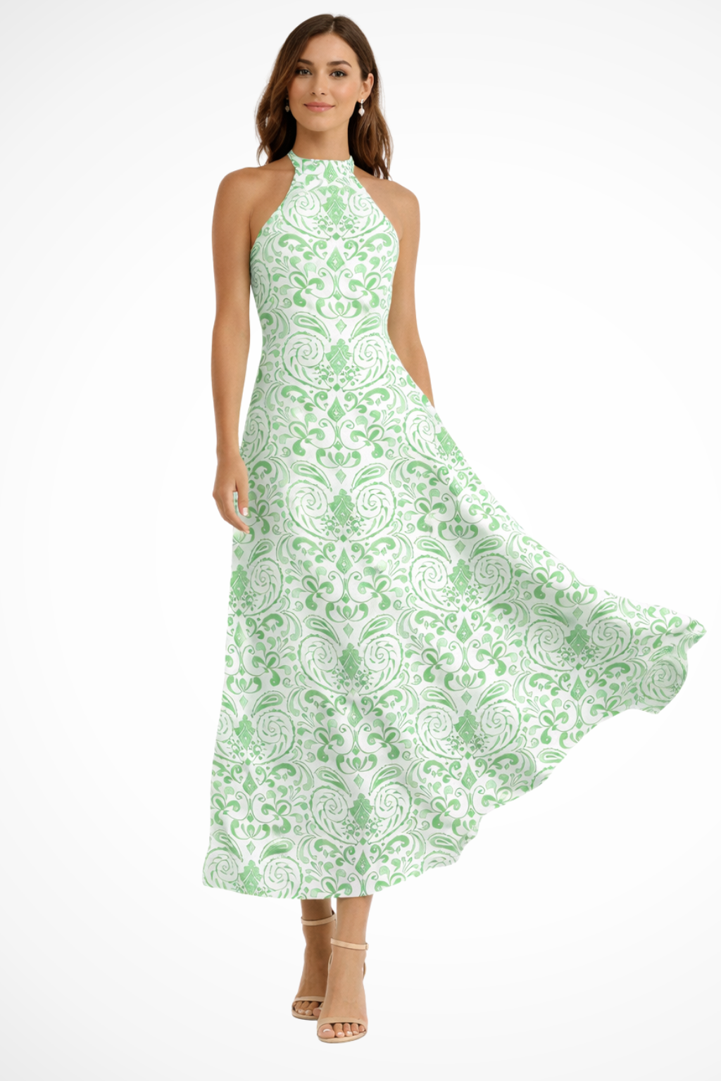 Sleeveless A-Line Maxi Dress for Women | Halter Neck Design | Perfect for Summer Events and Casual Outings