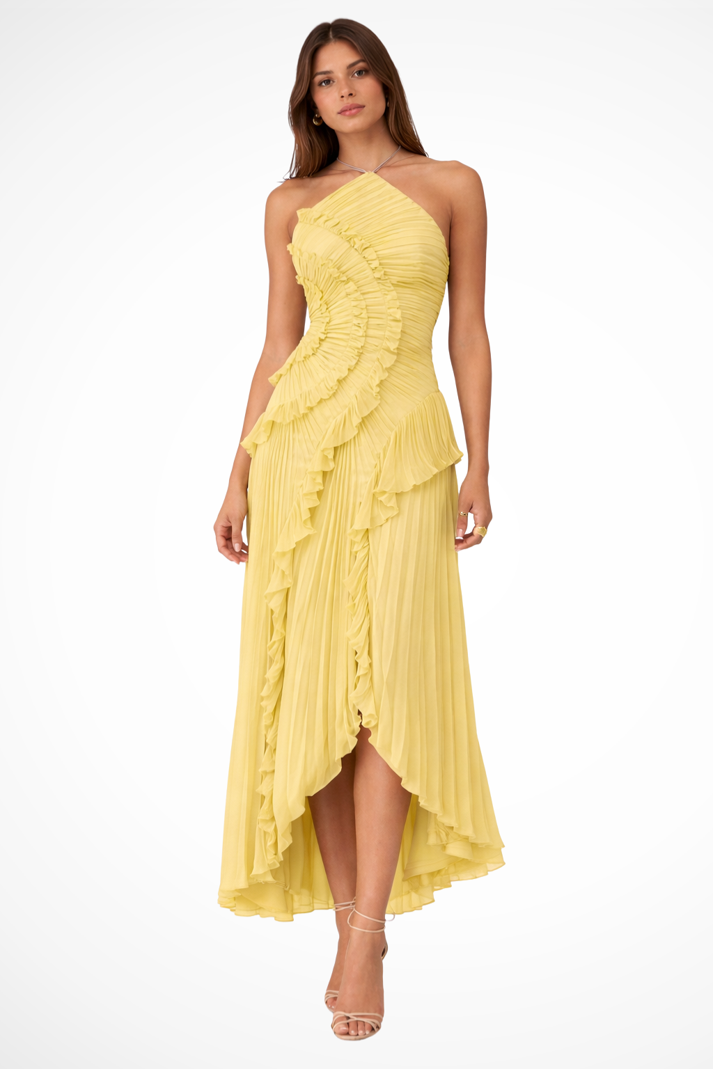 Sleeveless Halter Backless Maxi Dress | Ruffled Summer Wedding Guest Dress for Women