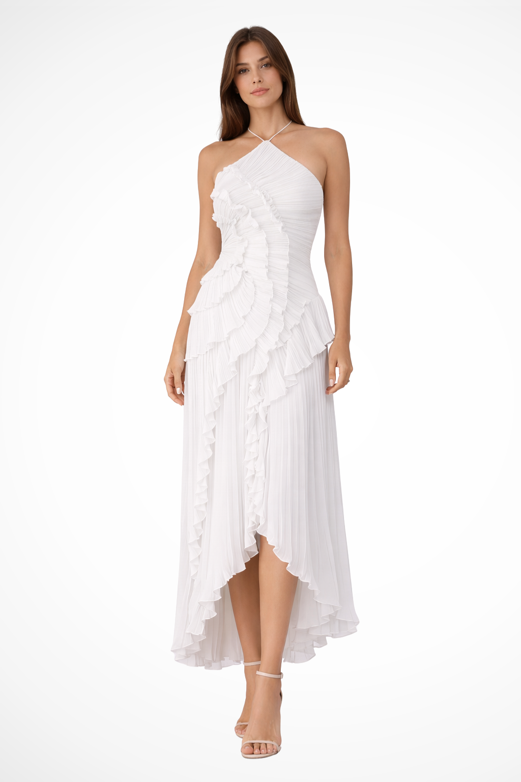 Sleeveless Halter Backless Maxi Dress | Ruffled Summer Wedding Guest Dress for Women