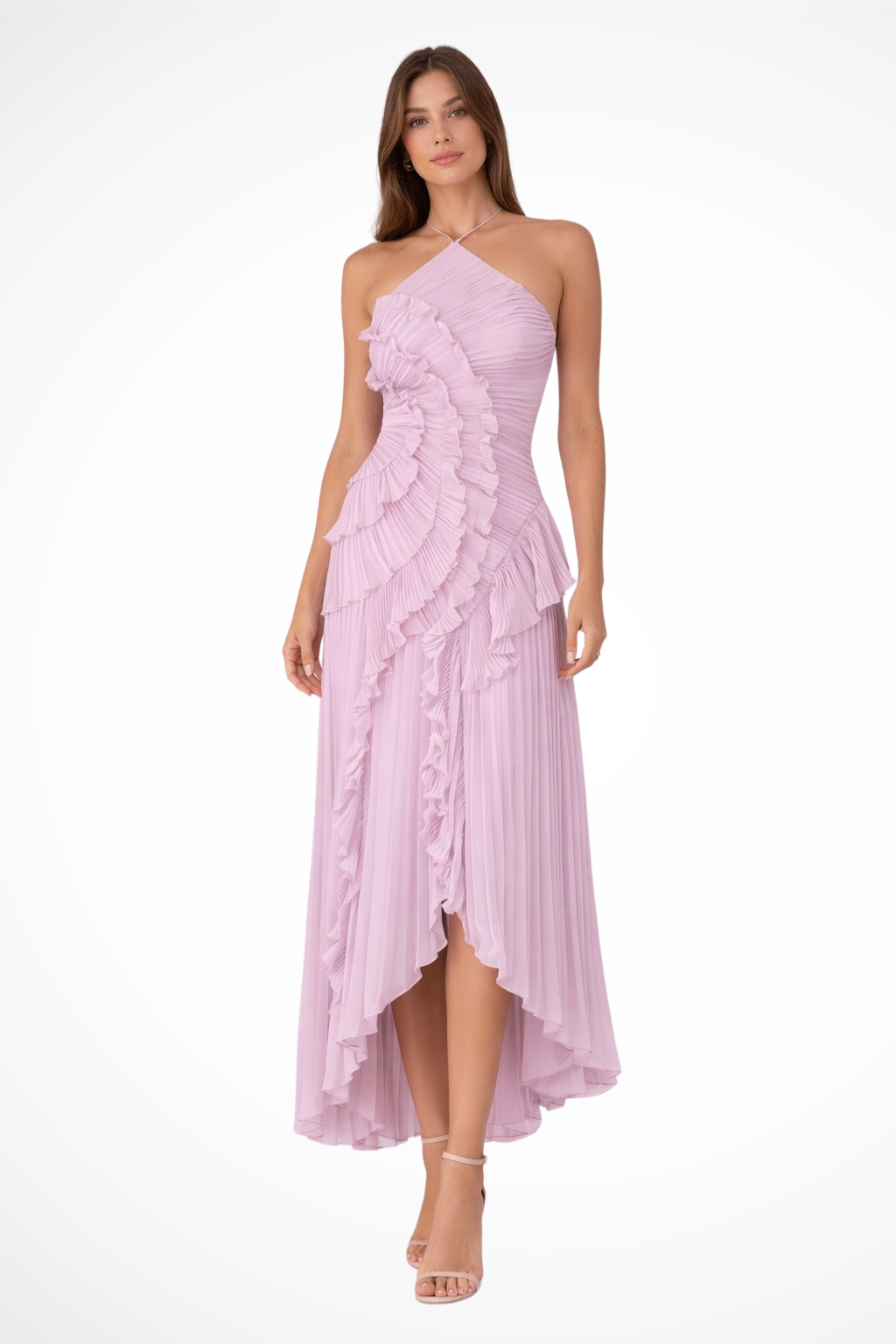 Sleeveless Halter Backless Maxi Dress | Ruffled Summer Wedding Guest Dress for Women