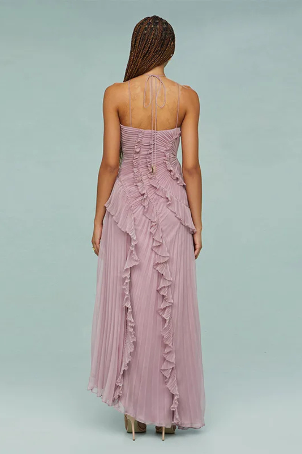 Sleeveless Halter Backless Maxi Dress | Ruffled Summer Wedding Guest Dress for Women