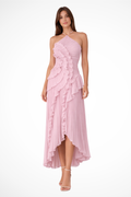 Sleeveless Halter Backless Maxi Dress | Ruffled Summer Wedding Guest Dress for Women