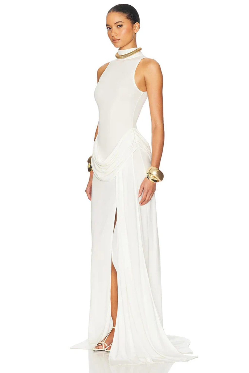 Sleeveless High Neck Maxi Dress for Women | Summer Wedding Guest Dress with Side Slit
