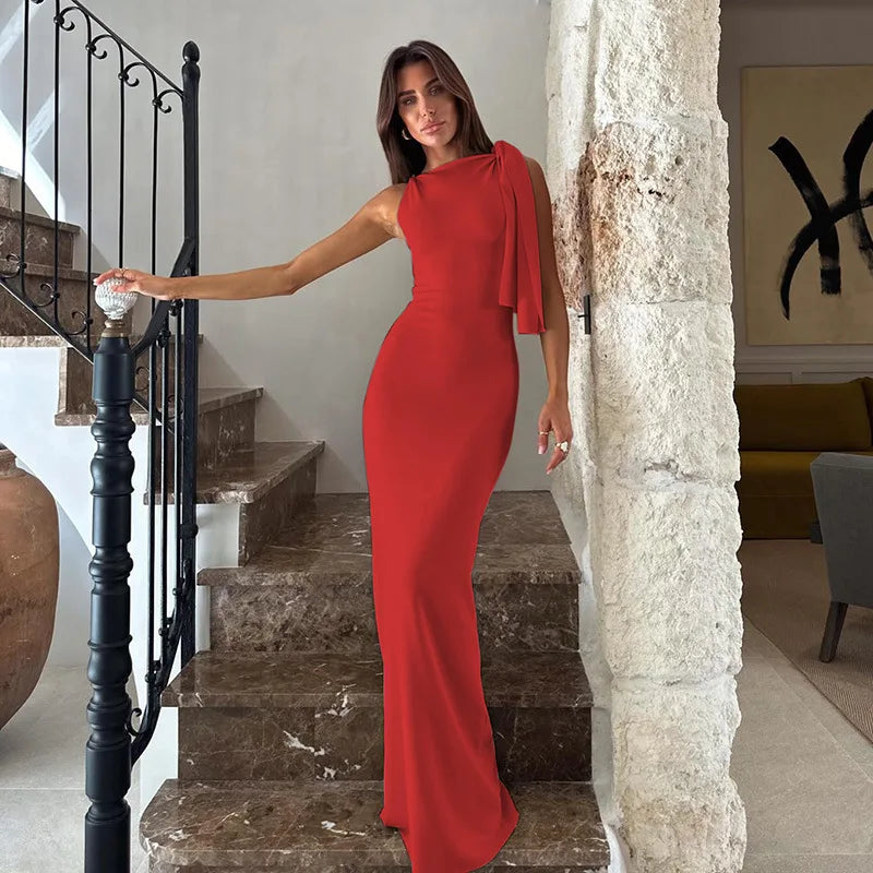 Sleeveless Maxi Dress for Women | Formal Wedding Guest Attire | Elegant Evening Wear in Lightweight Fabric