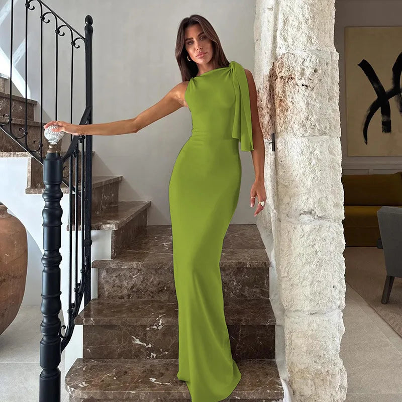 Sleeveless Maxi Dress for Women | Formal Wedding Guest Attire | Elegant Evening Wear in Lightweight Fabric