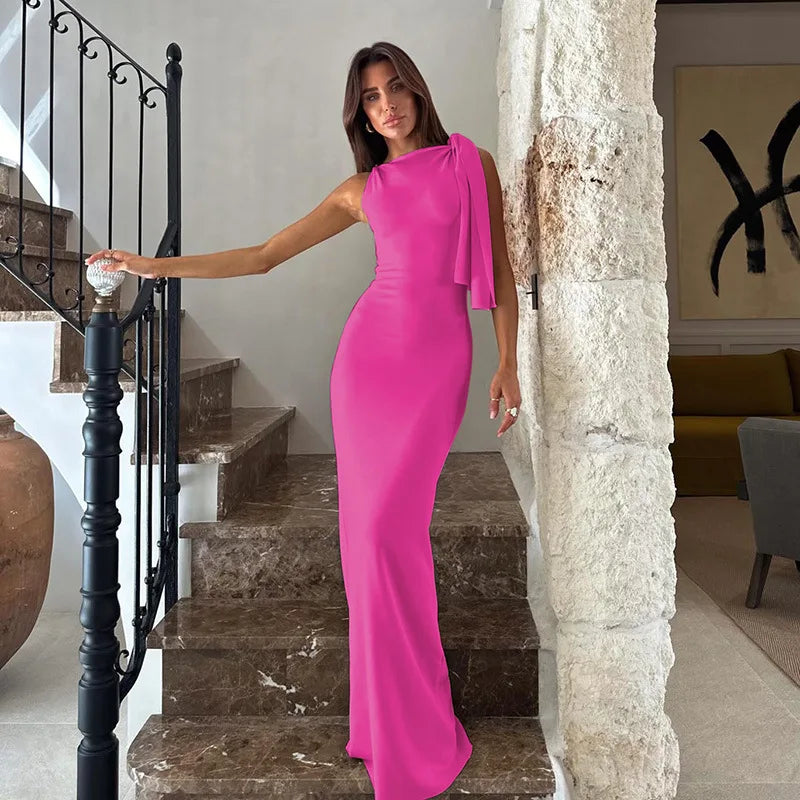 Sleeveless Maxi Dress for Women | Formal Wedding Guest Attire | Elegant Evening Wear in Lightweight Fabric