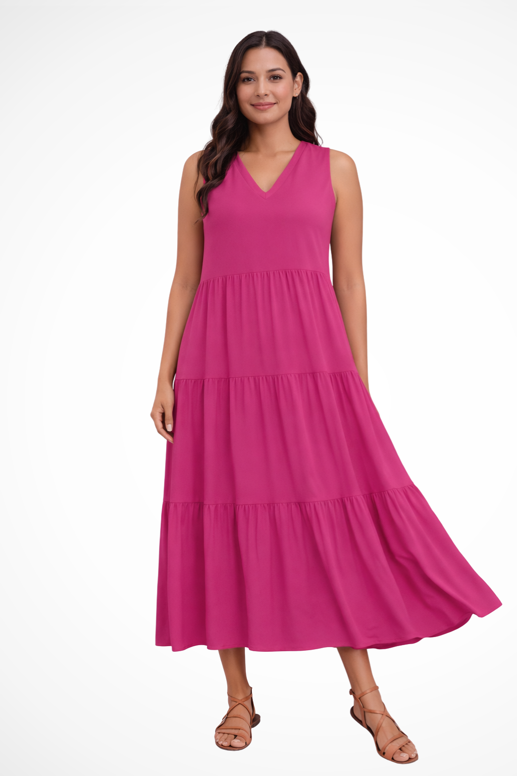 Sleeveless Tiered Maxi Dress for Women | Lightweight Summer Fabric | Casual Beachwear Dress