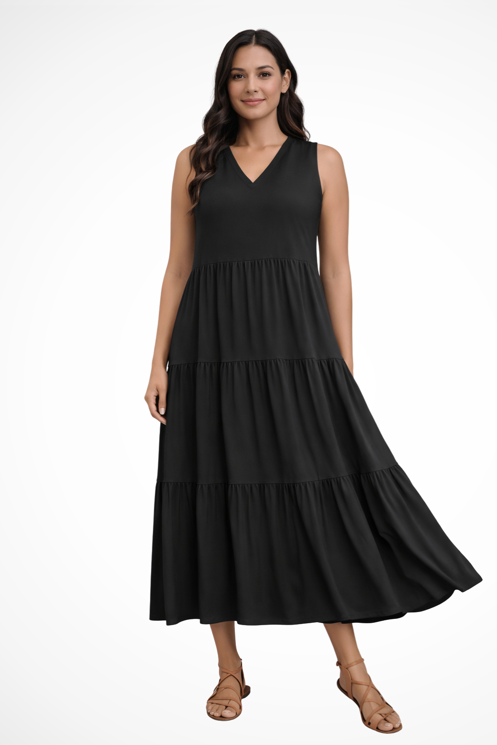 Sleeveless Tiered Maxi Dress for Women | Lightweight Summer Fabric | Casual Beachwear Dress