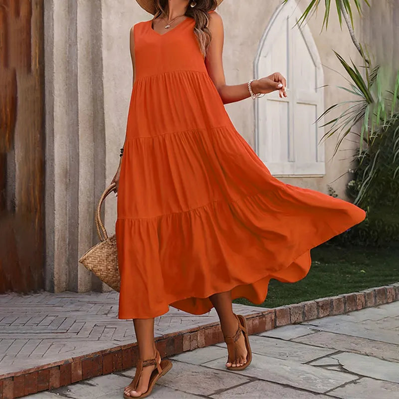 Sleeveless Tiered Maxi Dress for Women | Lightweight Summer Fabric | Casual Beachwear Dress