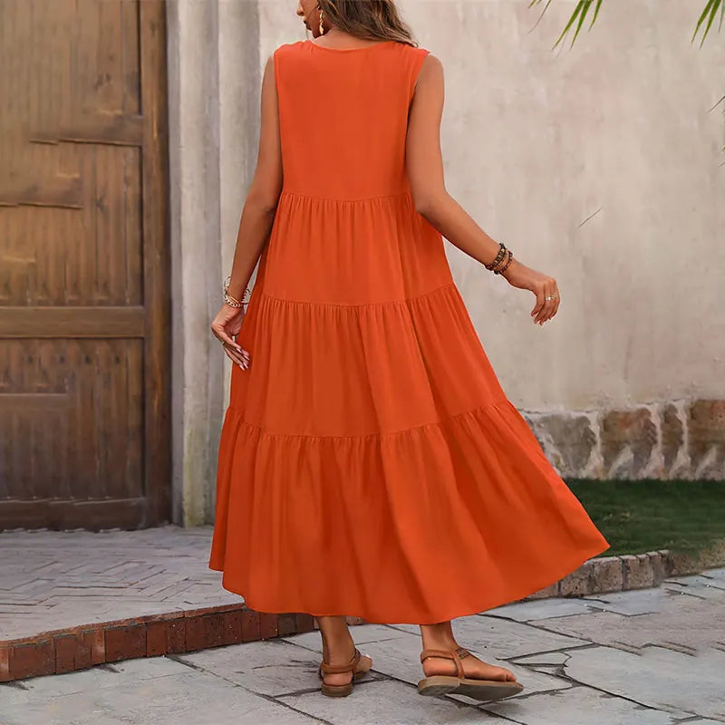 Sleeveless Tiered Maxi Dress for Women | Lightweight Summer Fabric | Casual Beachwear Dress