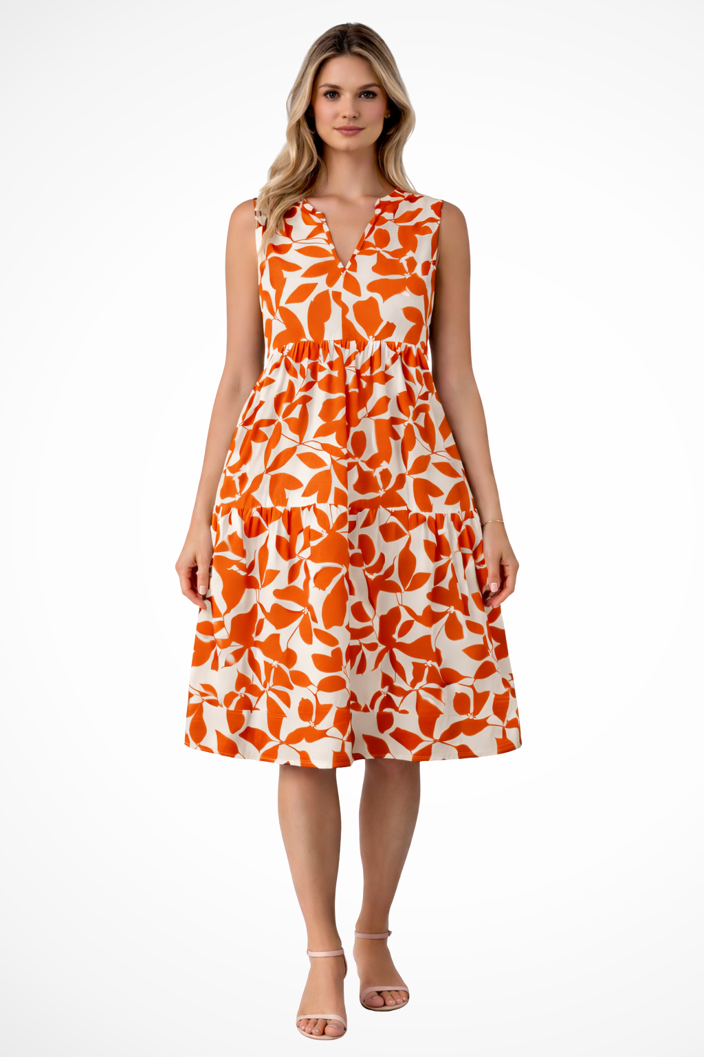 Sleeveless V Neck Boho Midi Dress for Women | Lightweight Beachwear | Casual Summer Style