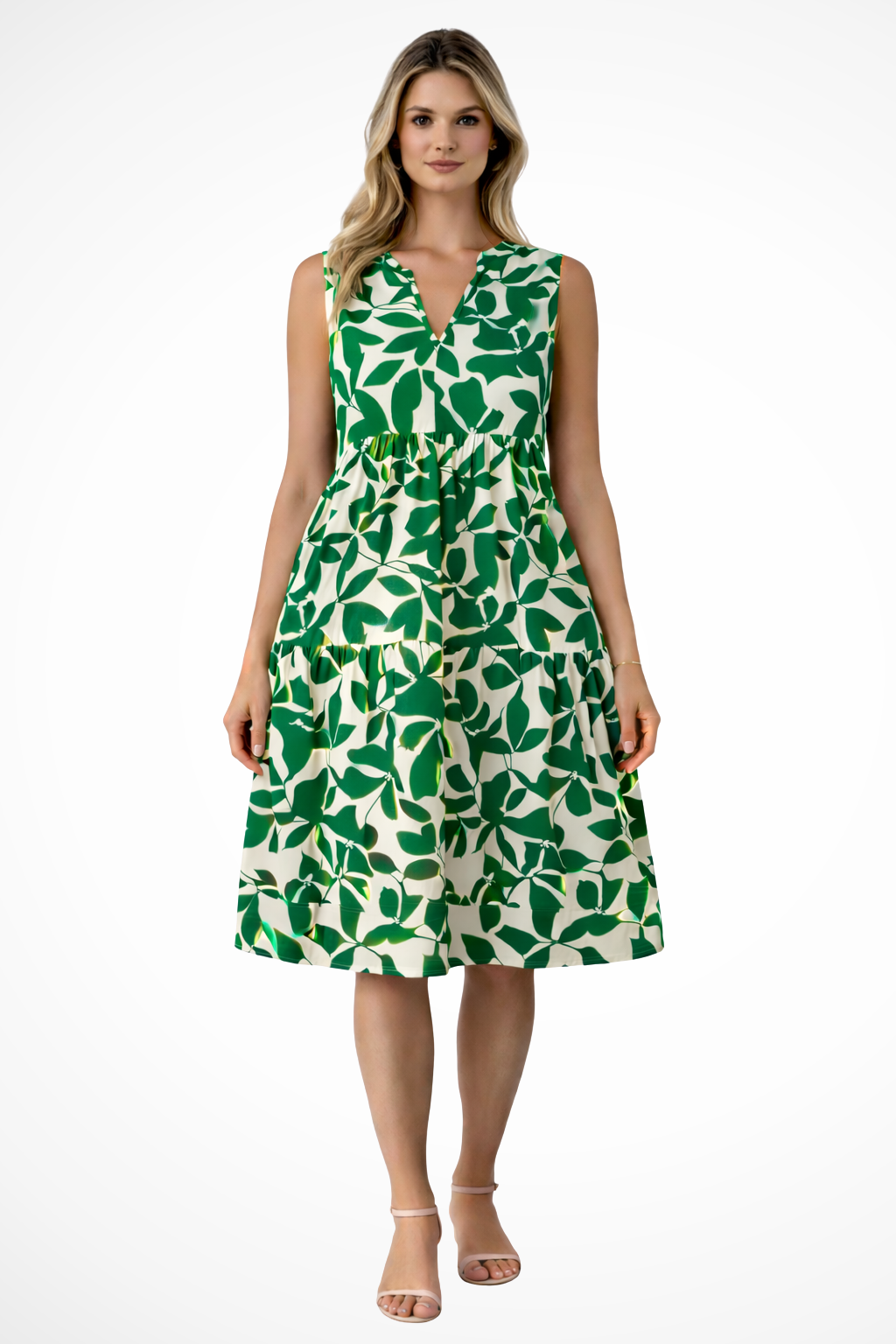 Sleeveless V Neck Boho Midi Dress for Women | Lightweight Beachwear | Casual Summer Style