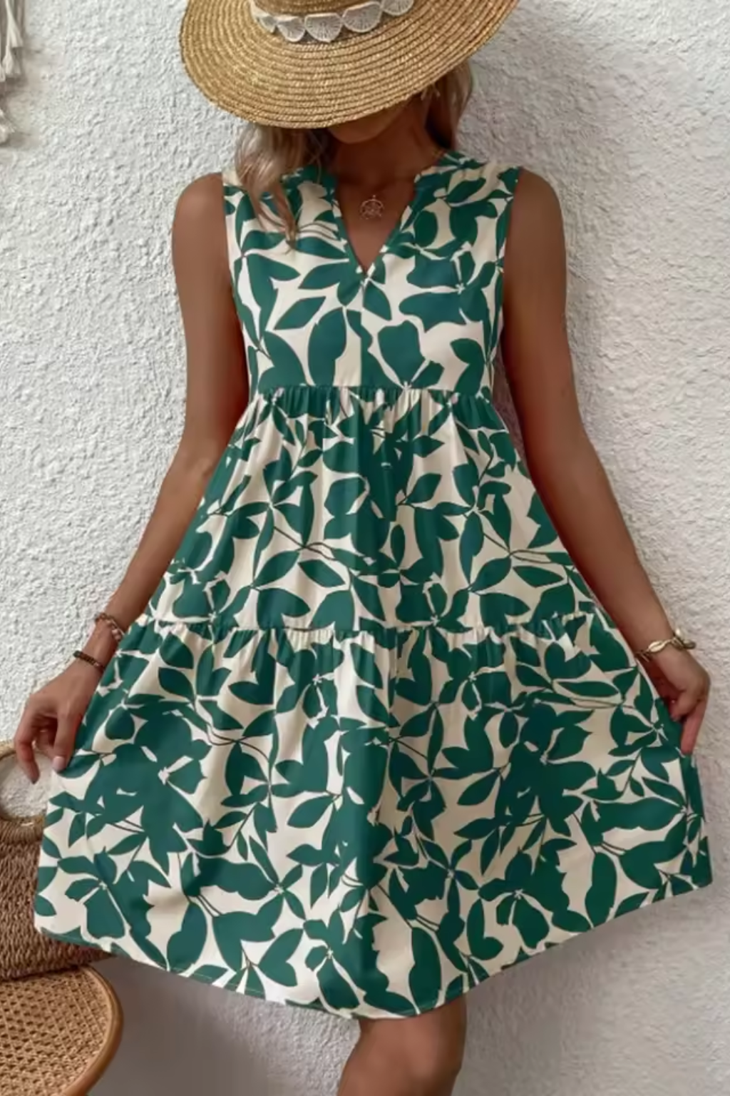 Sleeveless V Neck Boho Midi Dress for Women | Lightweight Beachwear | Casual Summer Style