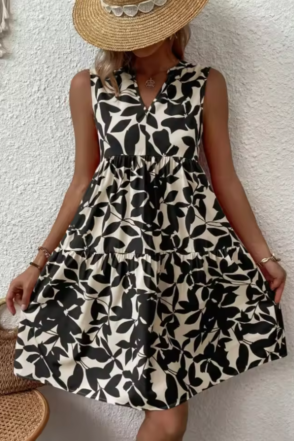 Sleeveless V Neck Boho Midi Dress for Women | Lightweight Beachwear | Casual Summer Style