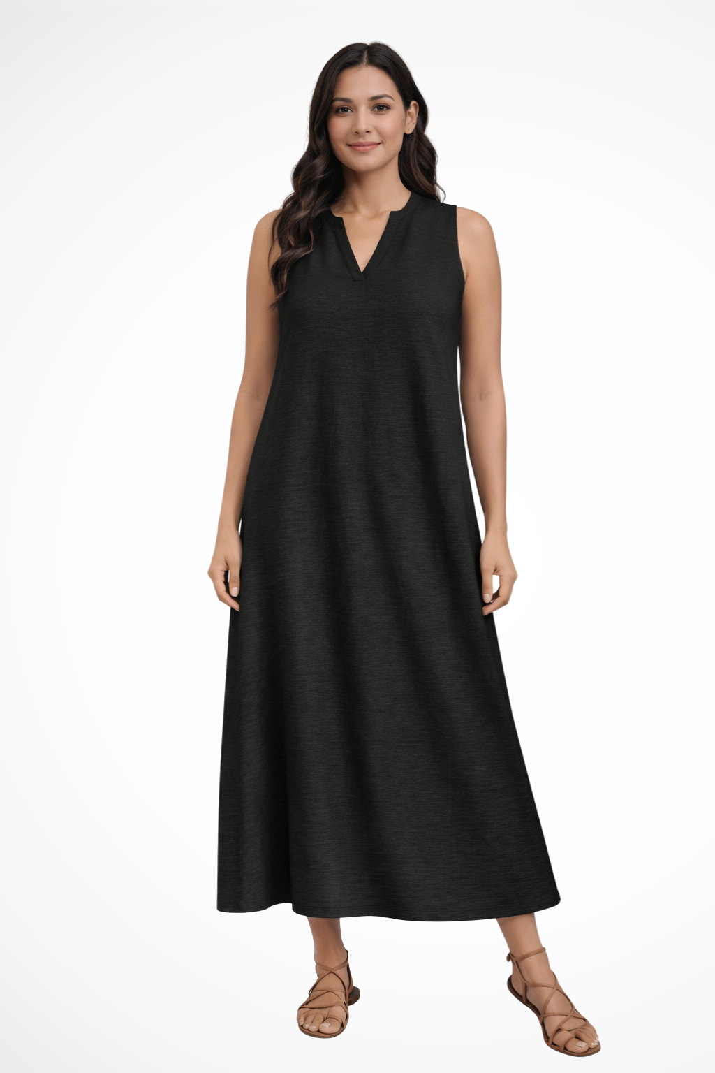 Sleeveless V Neck Maxi Dress for Women | Lightweight Summer Fabric | Casual Beachwear Dress