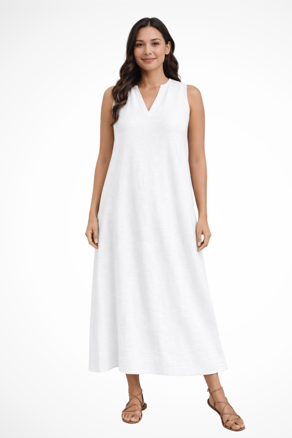 Sleeveless V Neck Maxi Dress for Women | Lightweight Summer Fabric | Casual Beachwear Dress