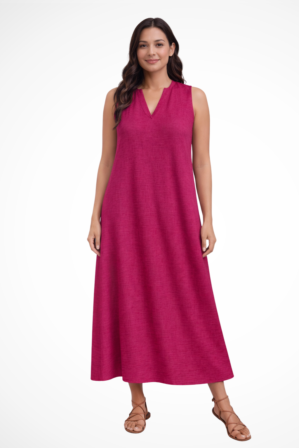 Sleeveless V Neck Maxi Dress for Women | Lightweight Summer Fabric | Casual Beachwear Dress