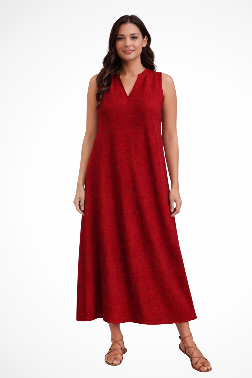 Sleeveless V Neck Maxi Dress for Women | Lightweight Summer Fabric | Casual Beachwear Dress
