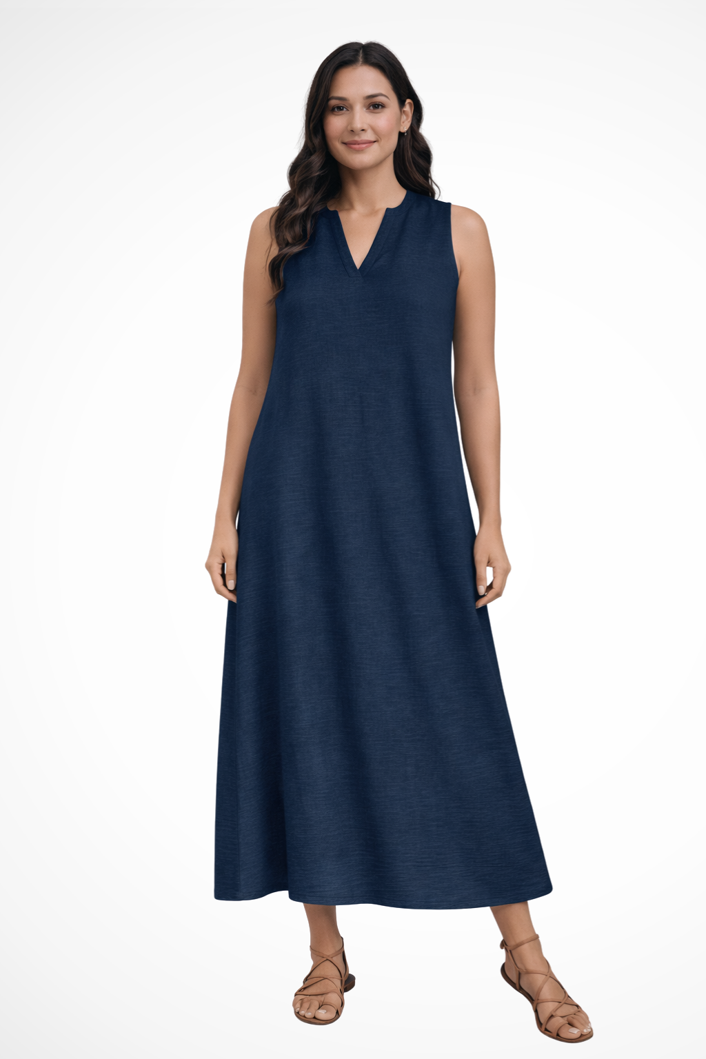 Sleeveless V Neck Maxi Dress for Women | Lightweight Summer Fabric | Casual Beachwear Dress