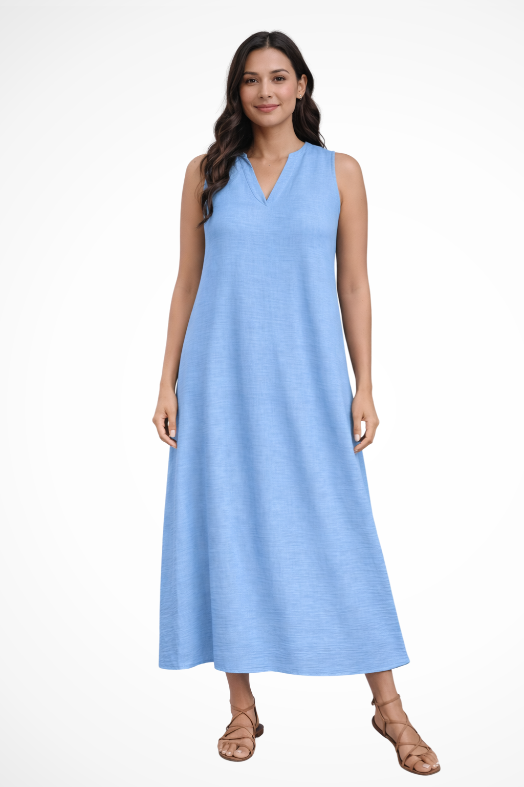 Sleeveless V Neck Maxi Dress for Women | Lightweight Summer Fabric | Casual Beachwear Dress