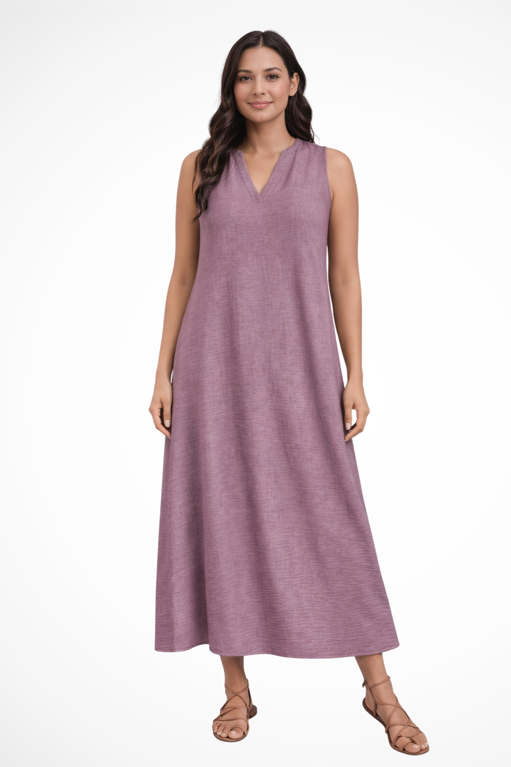 Sleeveless V Neck Maxi Dress for Women | Lightweight Summer Fabric | Casual Beachwear Dress