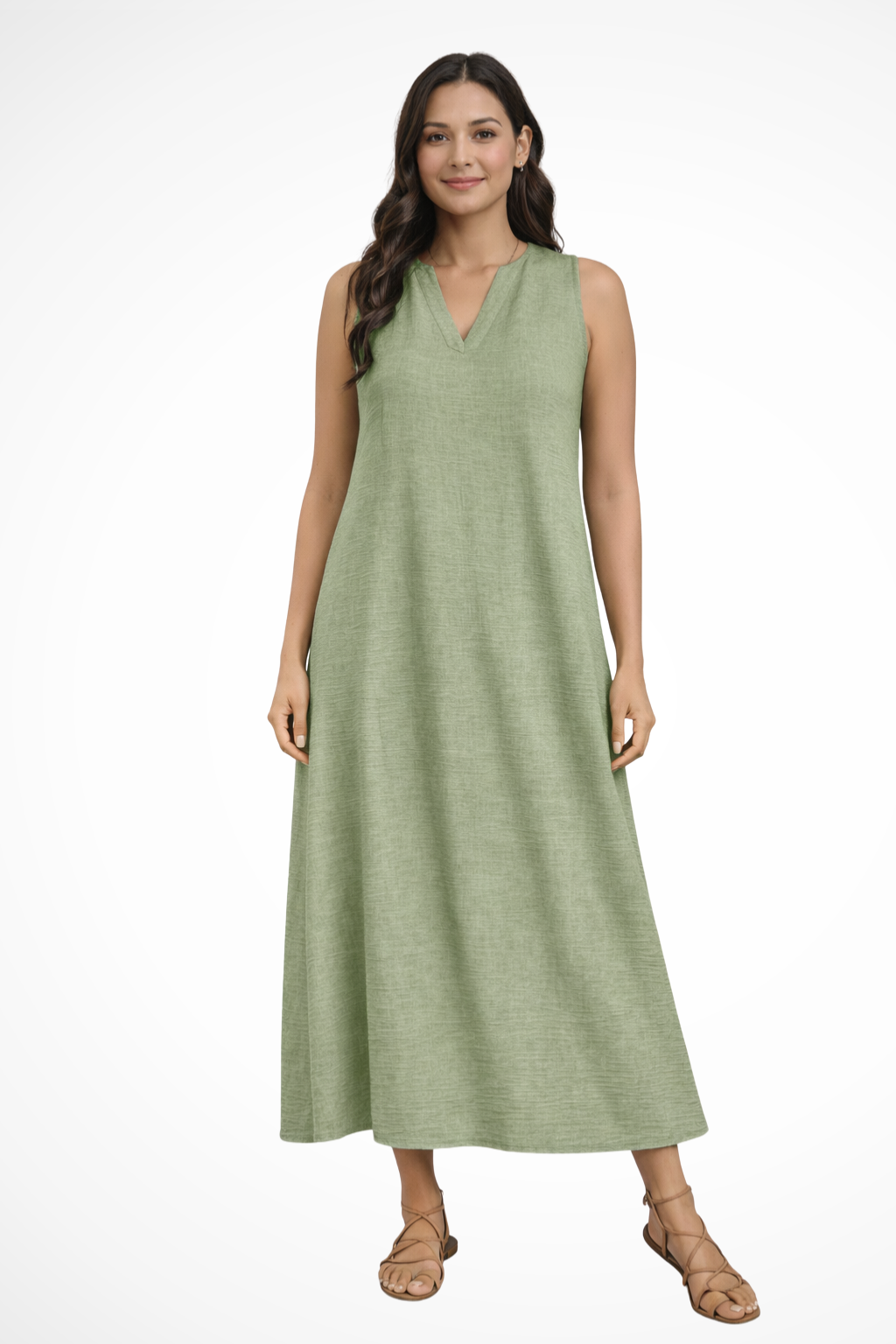 Sleeveless V Neck Maxi Dress for Women | Lightweight Summer Fabric | Casual Beachwear Dress