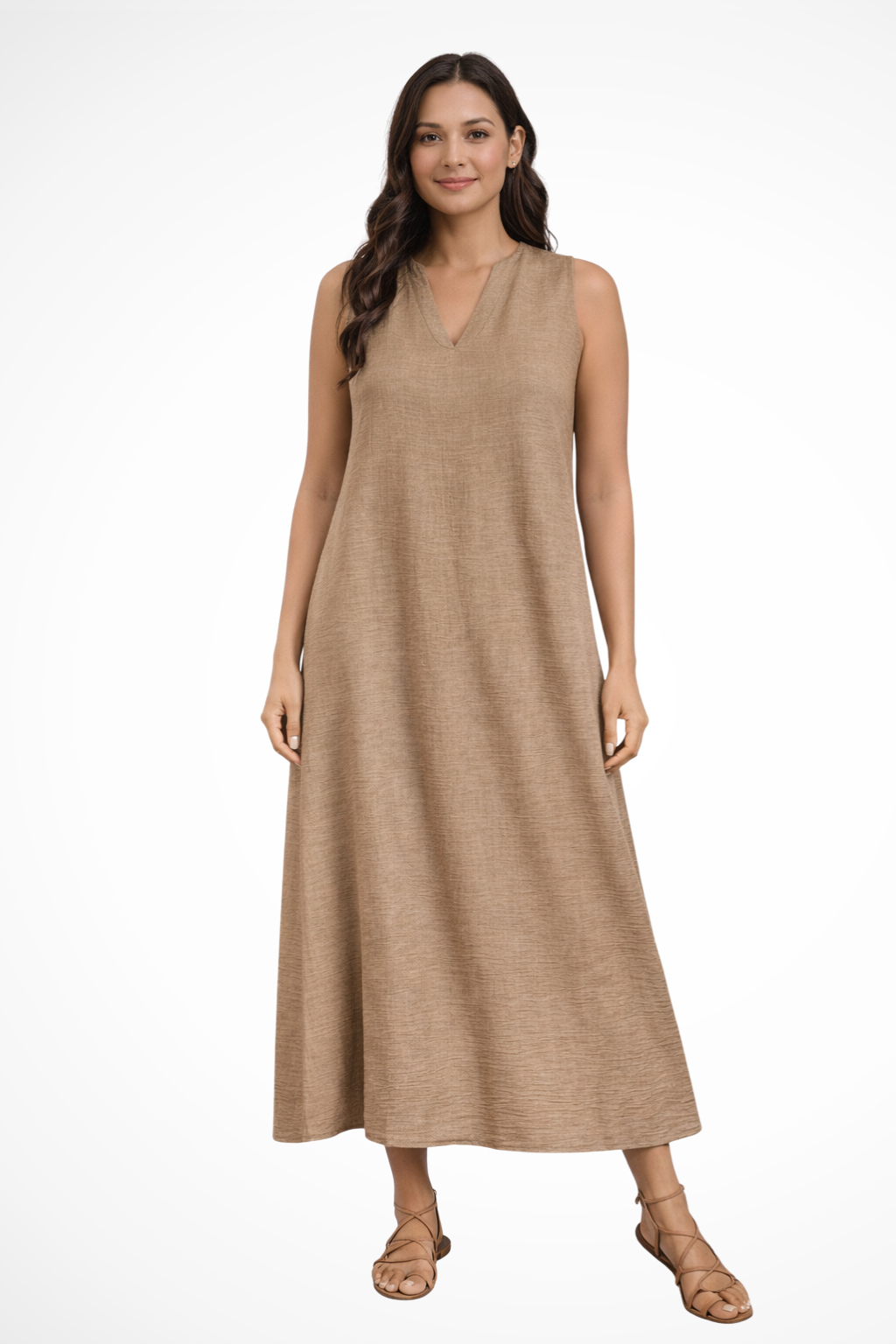 Sleeveless V Neck Maxi Dress for Women | Lightweight Summer Fabric | Casual Beachwear Dress