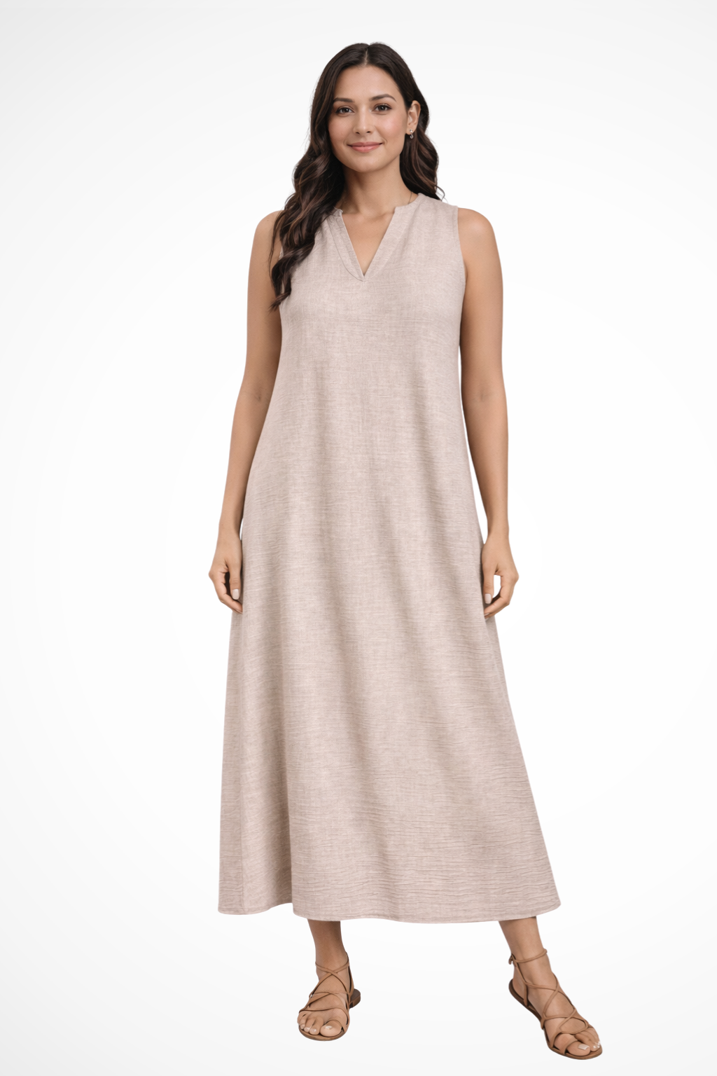 Sleeveless V Neck Maxi Dress for Women | Lightweight Summer Fabric | Casual Beachwear Dress