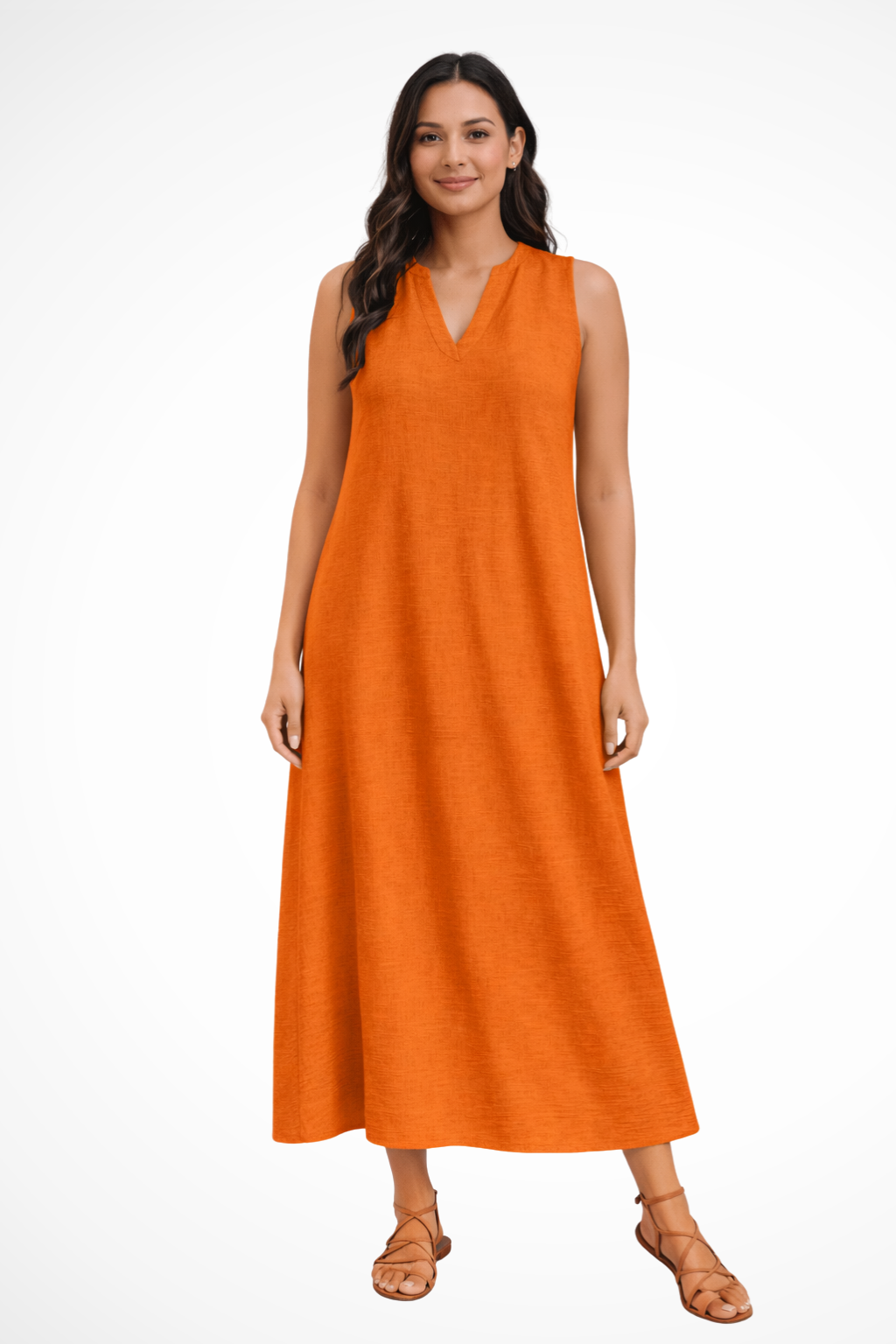 Sleeveless V Neck Maxi Dress for Women | Lightweight Summer Fabric | Casual Beachwear Dress