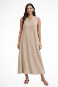 Sleeveless V Neck Maxi Dress for Women | Lightweight Summer Fabric | Casual Beachwear Dress