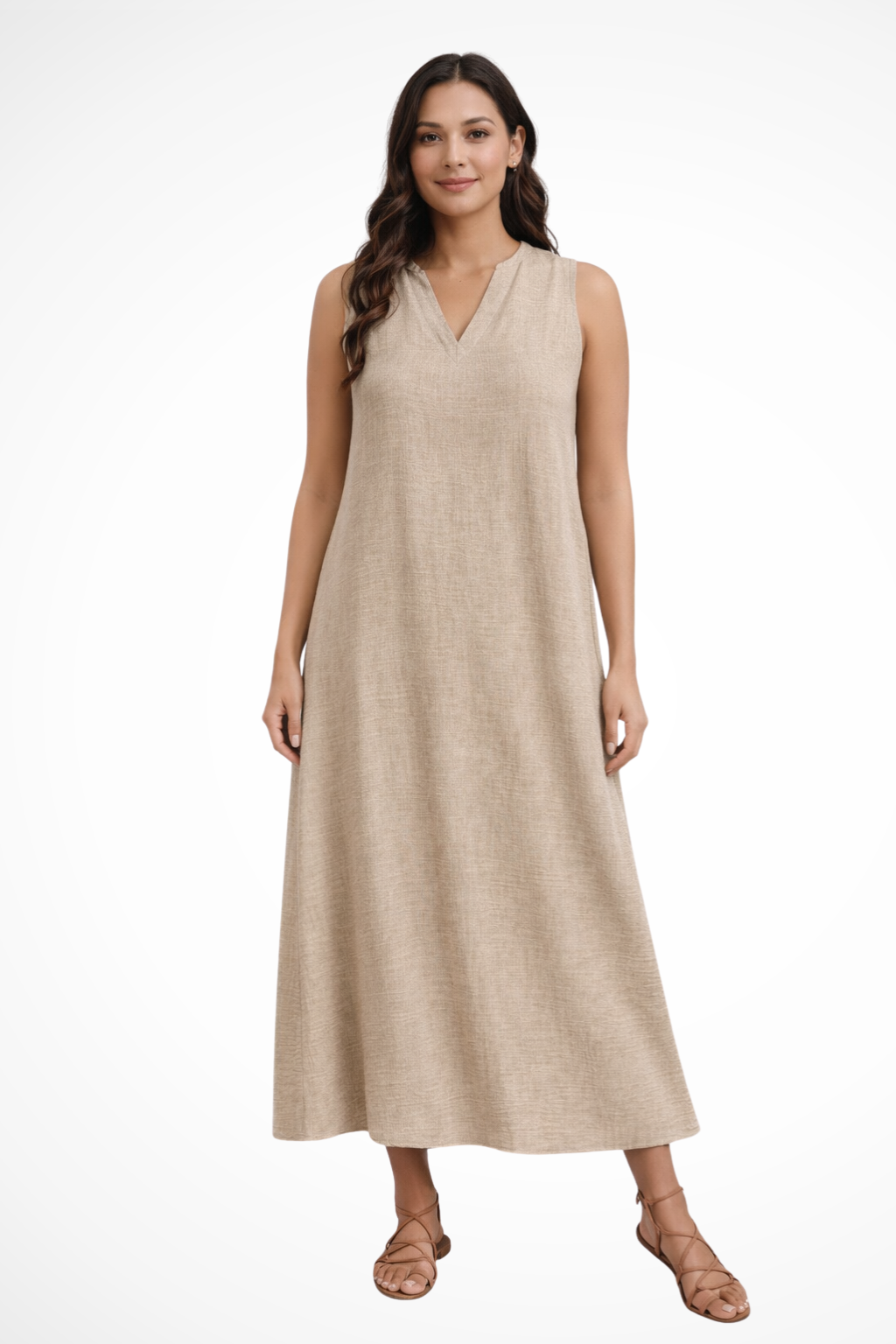 Sleeveless V Neck Maxi Dress for Women | Lightweight Summer Fabric | Casual Beachwear Dress