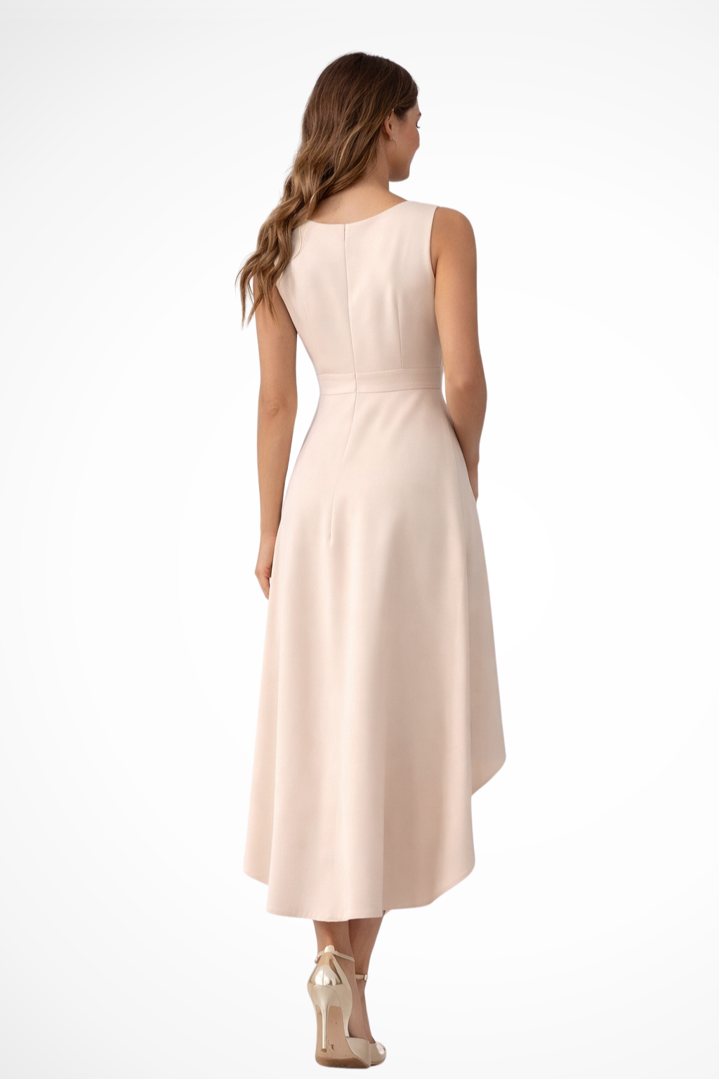 Sleeveless Wrap Midi Dress for Women | Asymmetric Hem | Elegant Wedding Guest Attire