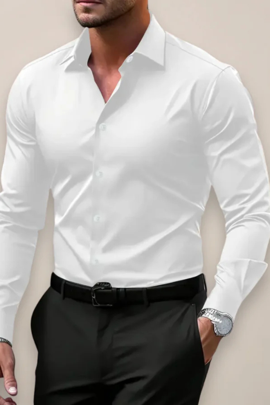 Slim Fit Long Sleeve Button Down Shirt for Men | Cotton Blend | Casual or Business Wear