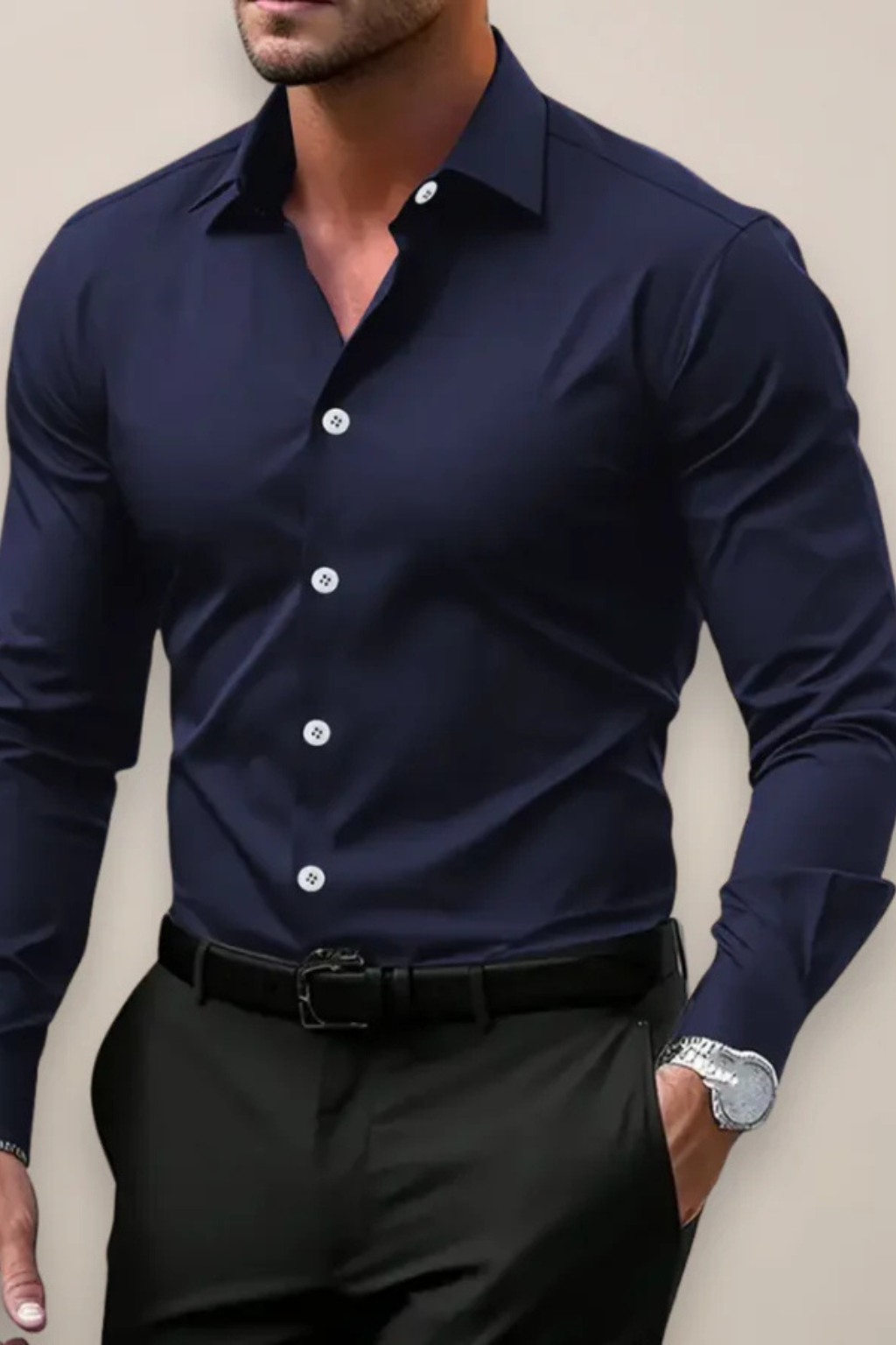 Slim Fit Long Sleeve Button Down Shirt for Men | Cotton Blend | Casual or Business Wear