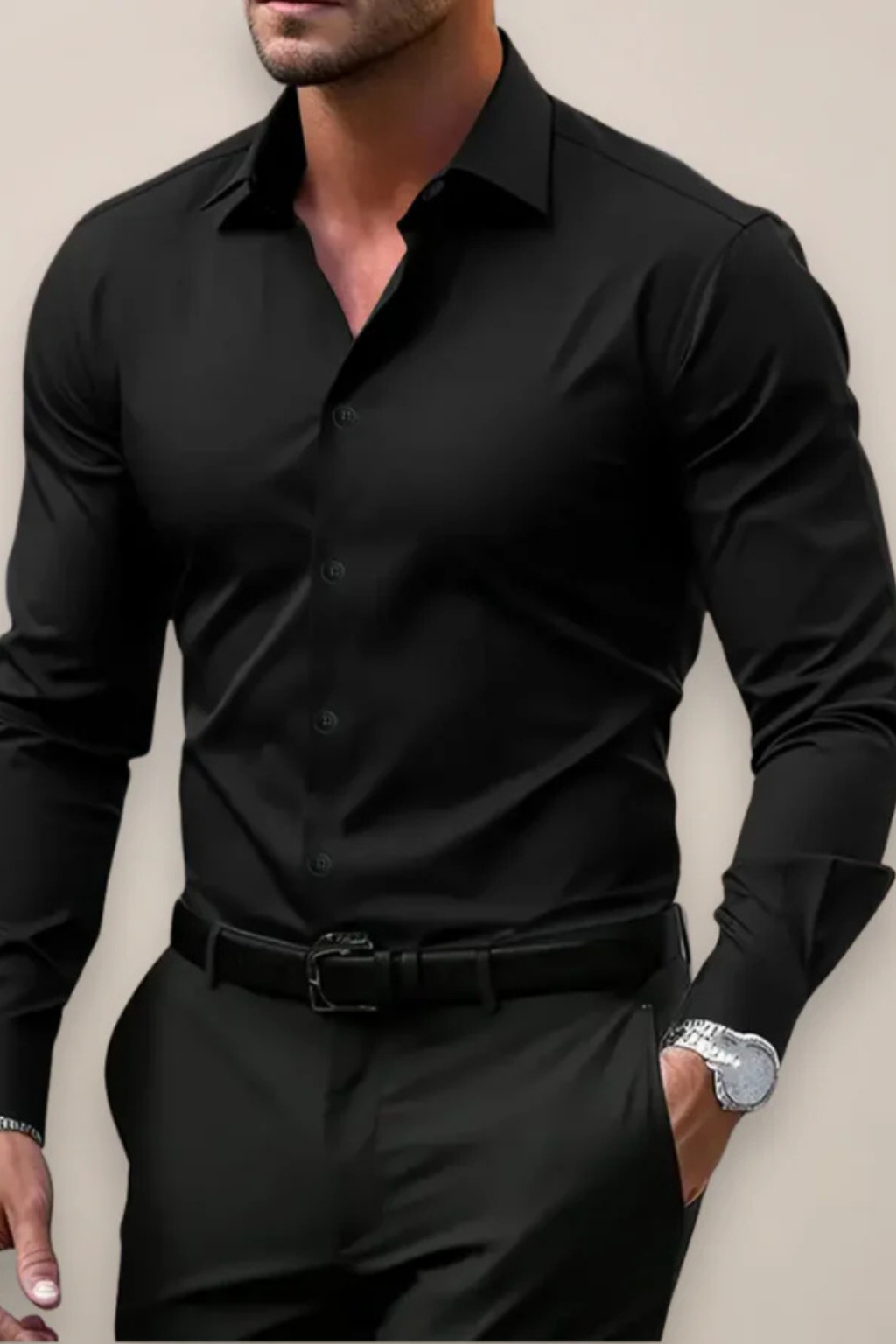 Slim Fit Long Sleeve Button Down Shirt for Men | Cotton Blend | Casual or Business Wear