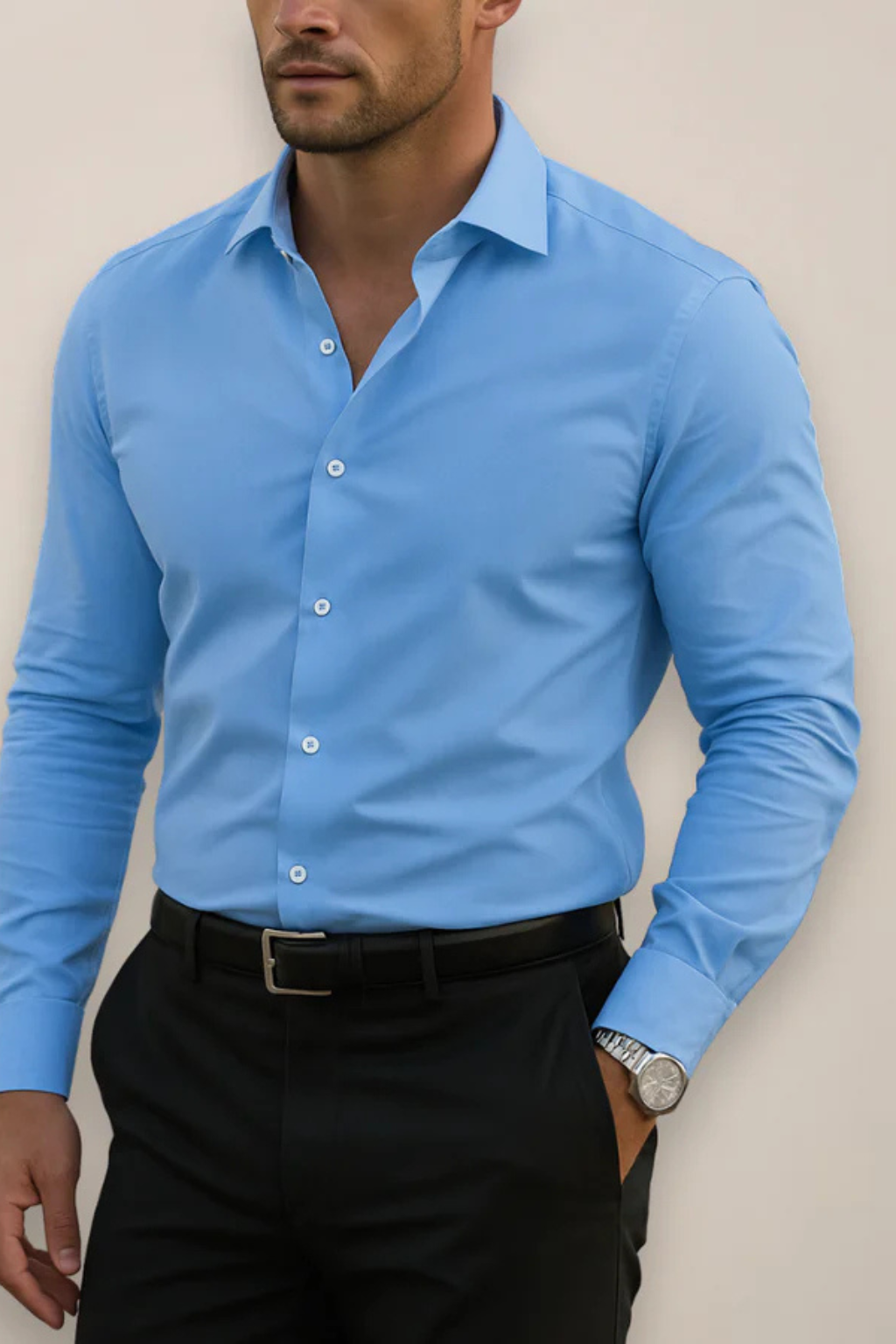Slim Fit Long Sleeve Button Down Shirt for Men | Cotton Blend | Casual or Business Wear