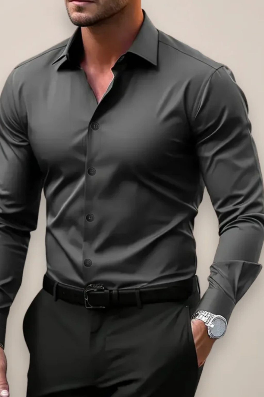 Slim Fit Long Sleeve Button Down Shirt for Men | Cotton Blend | Casual or Business Wear