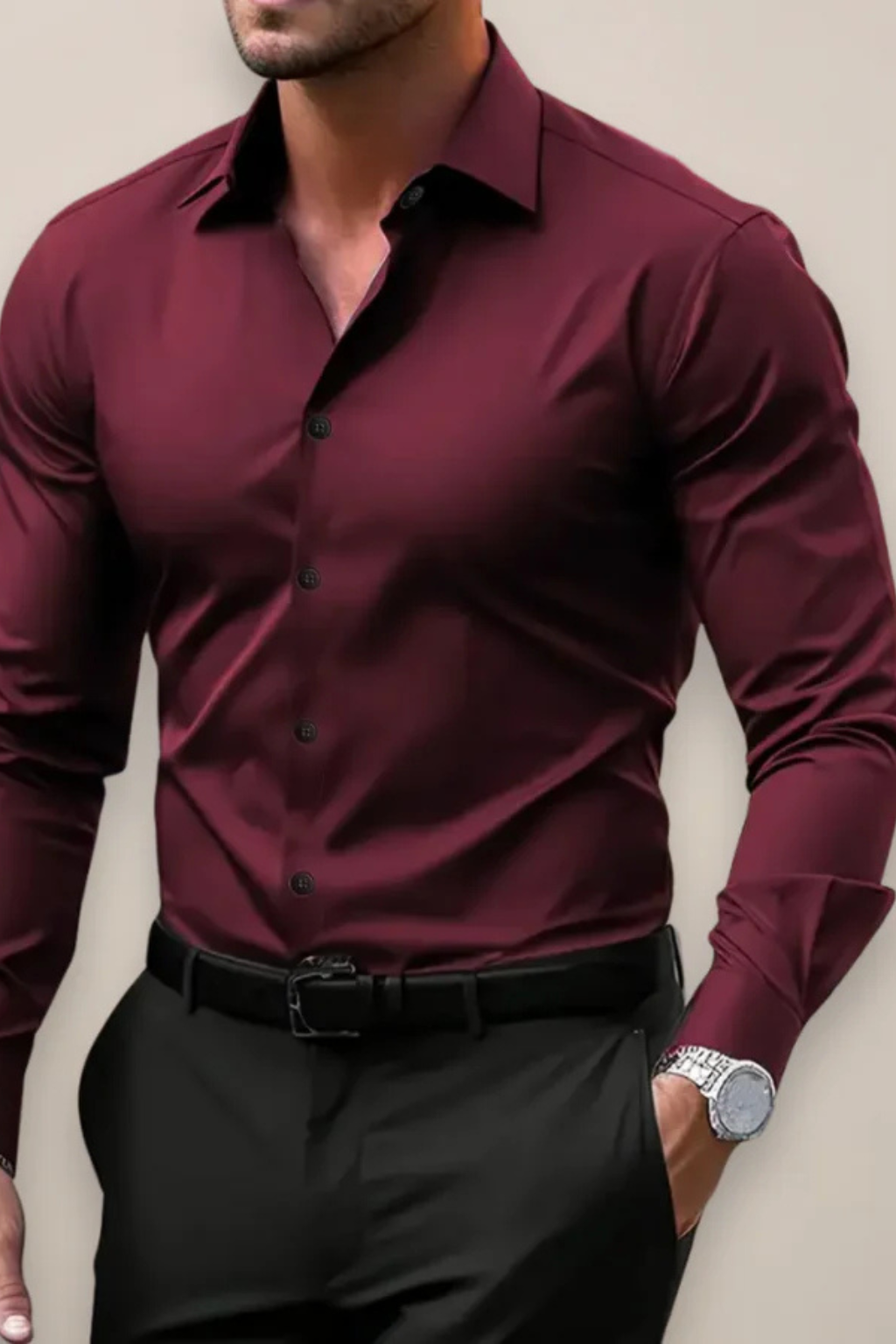 Slim Fit Long Sleeve Button Down Shirt for Men | Cotton Blend | Casual or Business Wear