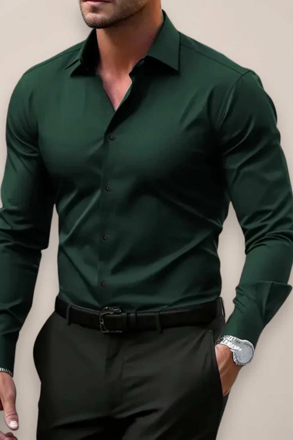 Slim Fit Long Sleeve Button Down Shirt for Men | Cotton Blend | Casual or Business Wear