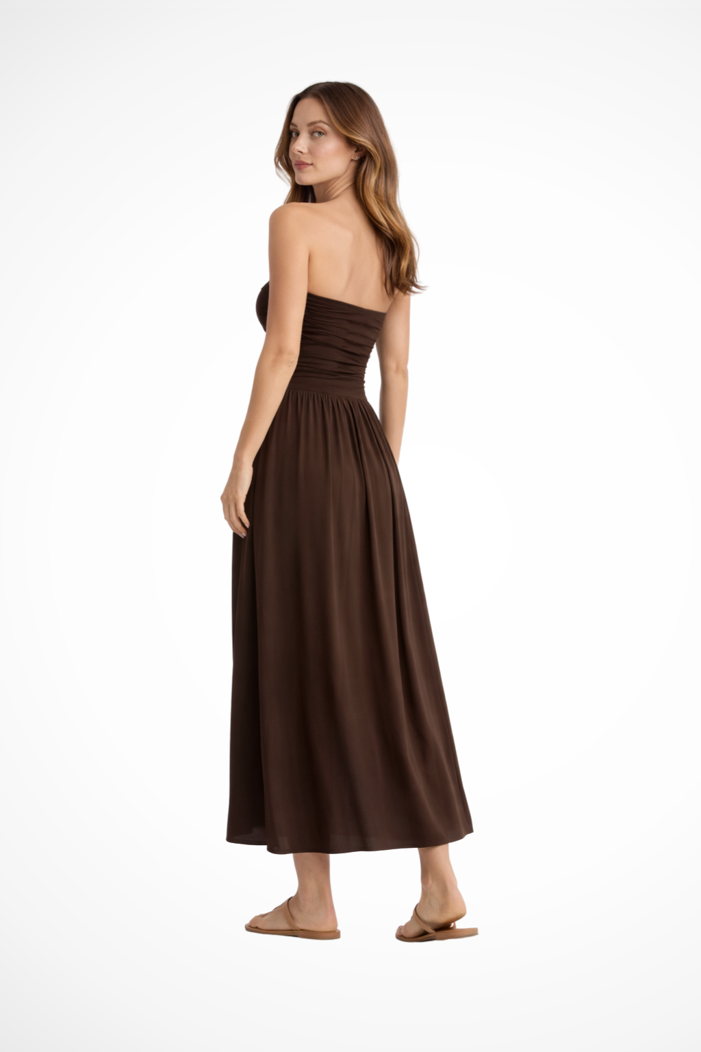 Strapless Pleated Maxi Dress for Women - Lightweight Summer Style for Casual Outings and Beach Wear