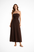 Strapless Pleated Maxi Dress for Women - Lightweight Summer Style for Casual Outings and Beach Wear