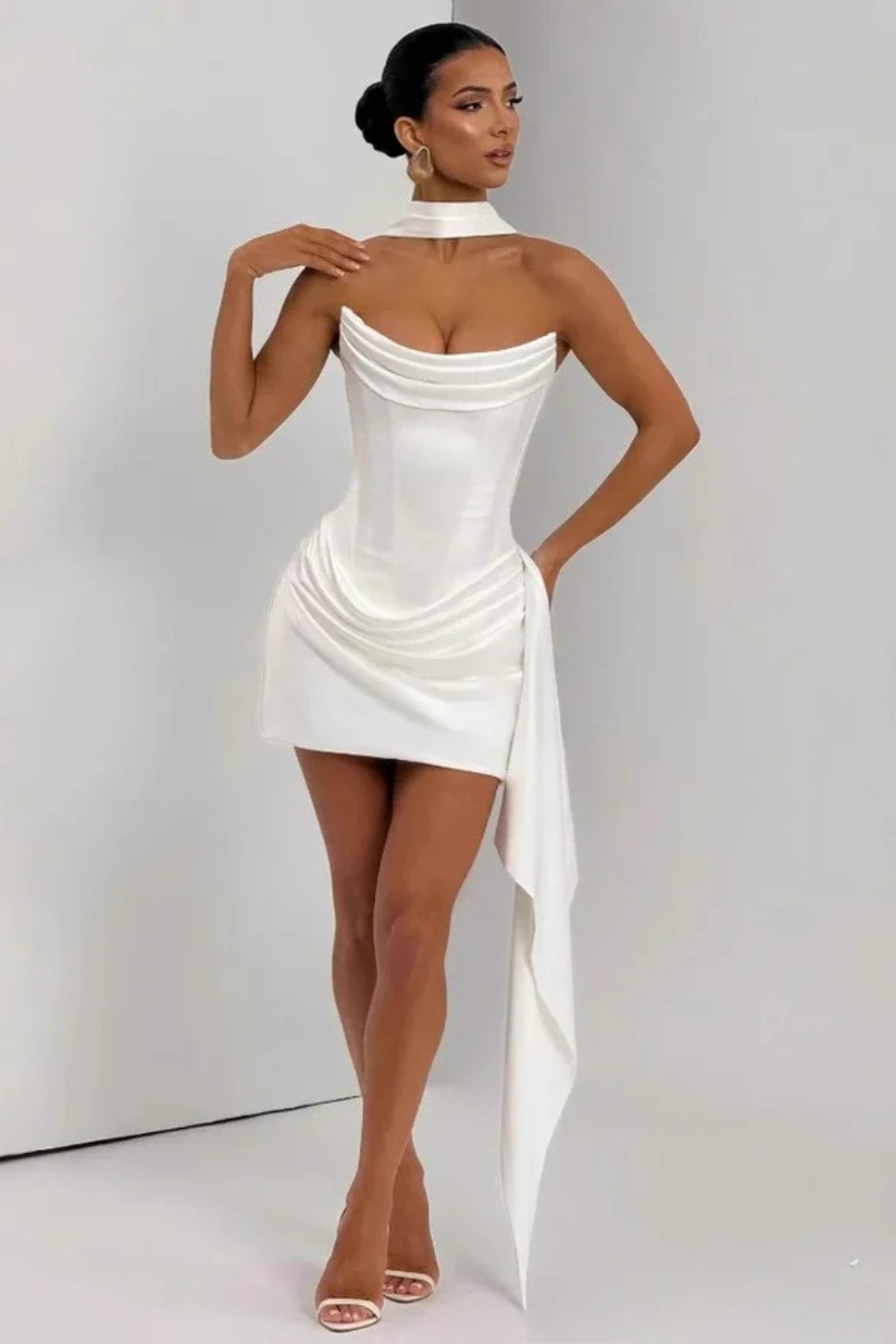 Strapless Satin Corset Mini Dress for Women | Elegant Wedding Guest Outfit