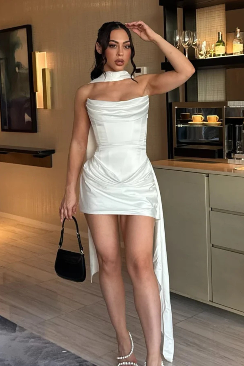 Strapless Satin Corset Mini Dress for Women | Elegant Wedding Guest Outfit