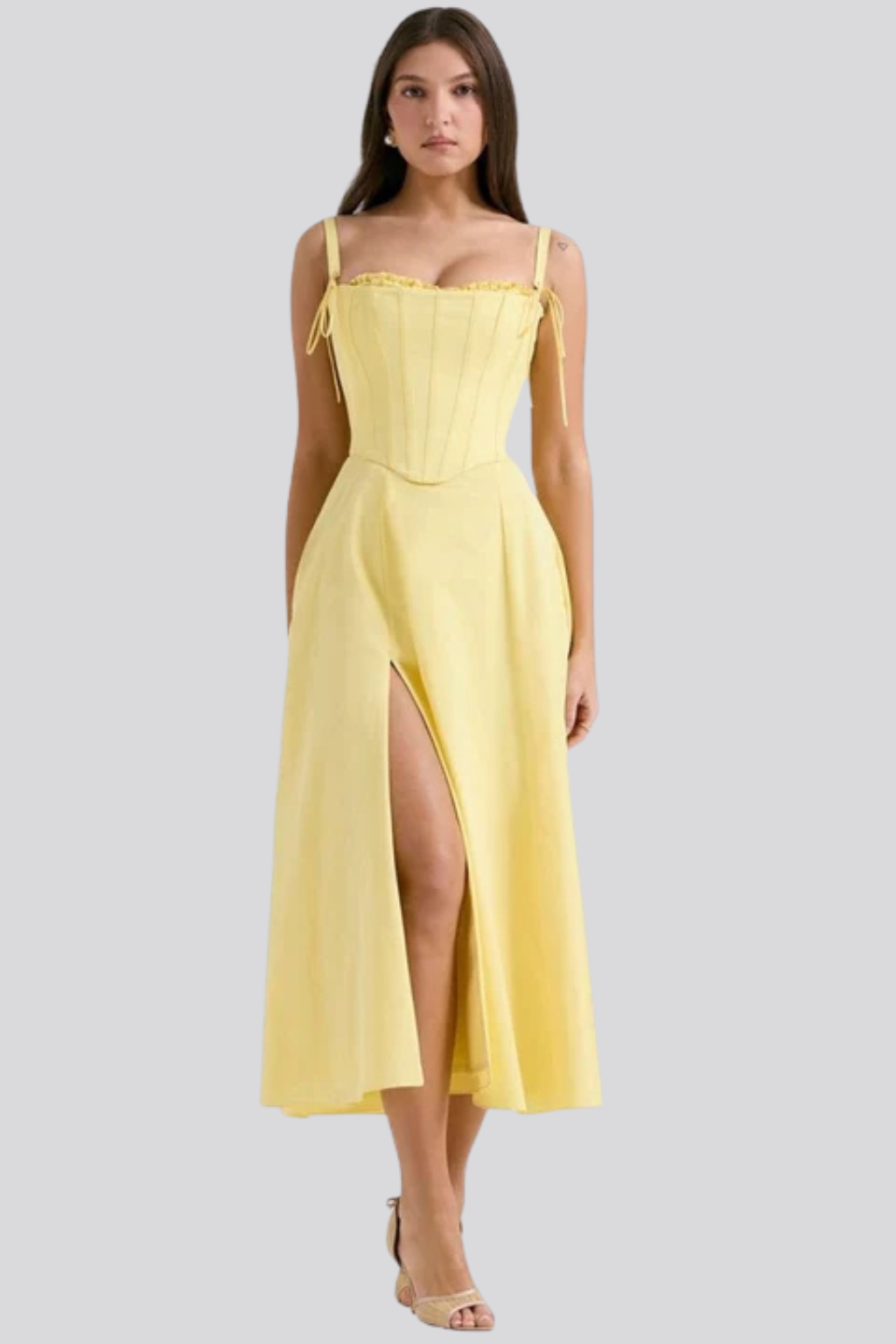 Strapless Structured Midi Dress for Women | Elegant Wedding Guest Attire | Formal Event Outfit in Classic Design